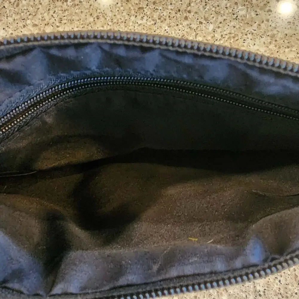 Kathy Van Zeeland Black Faux Snake Embossed Zippered Pouch Clutch